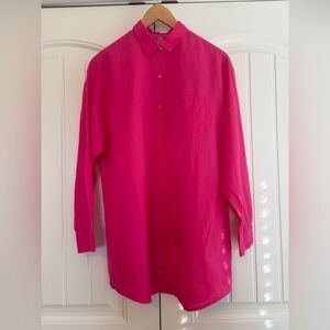 Victoria’s Secret NWT Swim Boyfriend Shirt Dress Cover Up Bathing Suit Pink Sz S